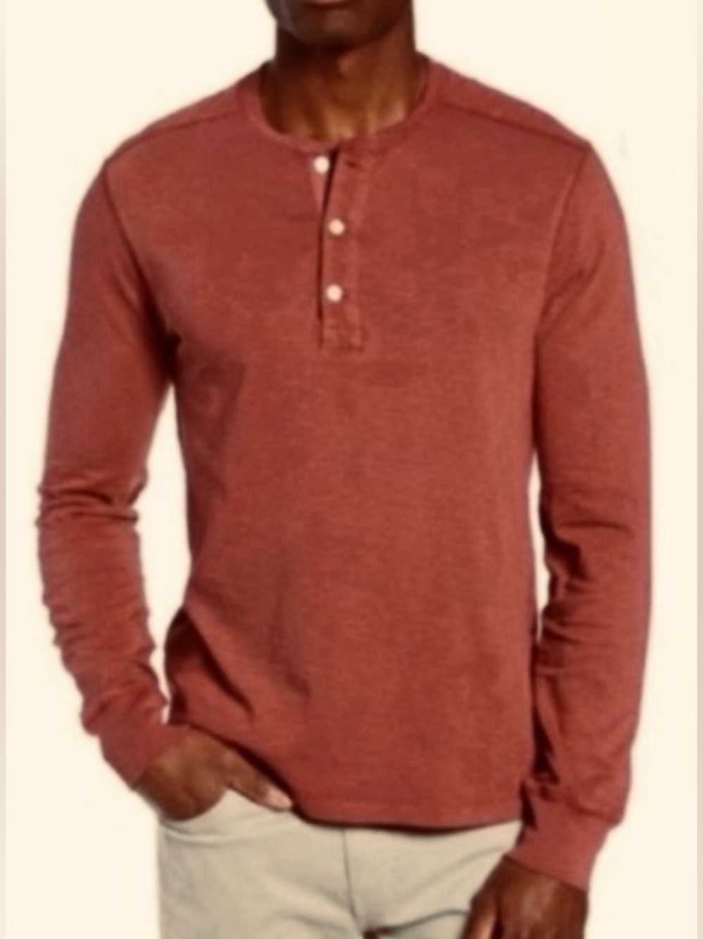 J. Crew Men's Long-Sleeve Henley in Burnt Orange